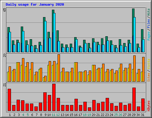 Daily usage for January 2020